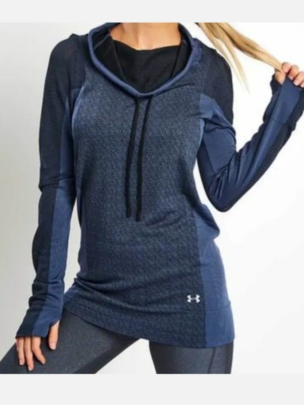 Under Armour Blue Vanish Seamless Long Sleeve Funnel Neck Top Womens Size Small